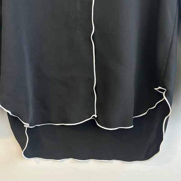 Babaton Aritzia Rena Black Long Sleeeve Blouse w/White Piping Size XS - Picture 10 of 12